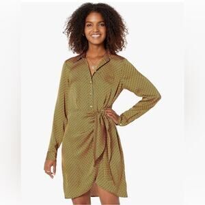 Michael Kors Button Down Tie Shirt Dress in Marigold Black Women’s Large